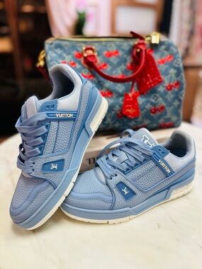100% authentic light blue Louis Vuitton sneakers